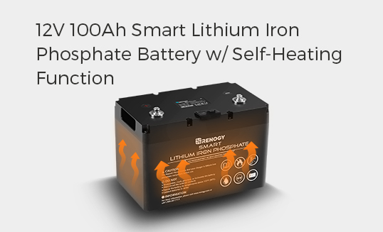 12V 100Ah Smart Lithium Iron Phosphate Battery w/ Self-Heating Function